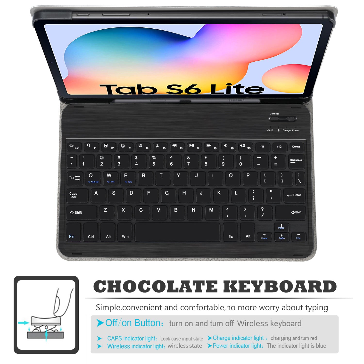 Detachable Bluetooth Keyboard and Leather Case with Stylus Pen Slot for Samsung Galaxy Tab S6 Lite P610 P615 S6 Lite (2022) Detachable Bluetooth Keyboard and Leather Case with Stylus Pen Slot for Samsung Galaxy Tab S6 Lite P610 P615 S6 Lite (2022)